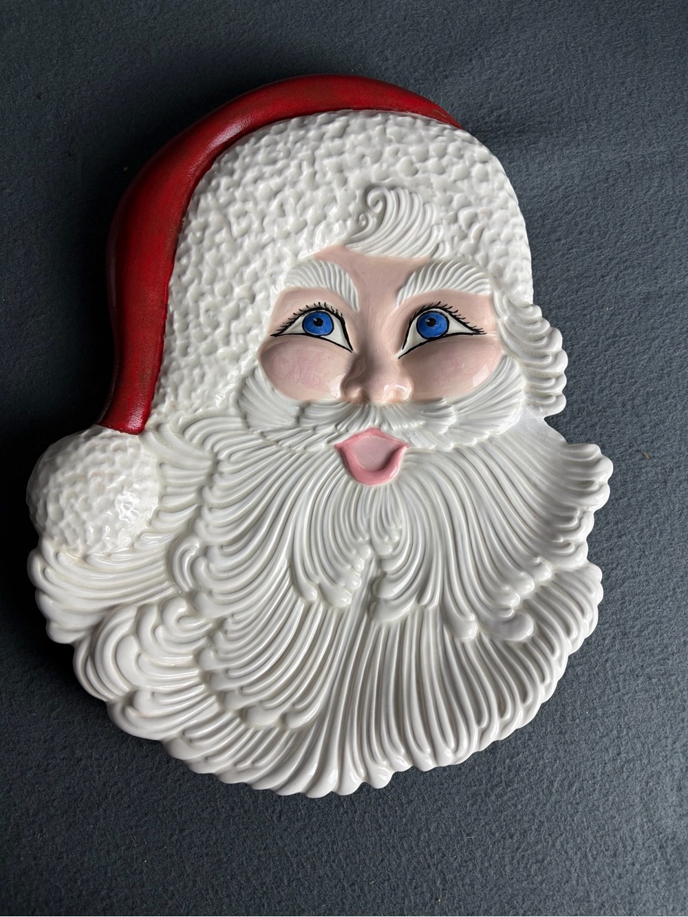 Vintage Atlantic Mold Santa Claus Ceramic Wall Plaque Kitsch Christmas Decor 14”